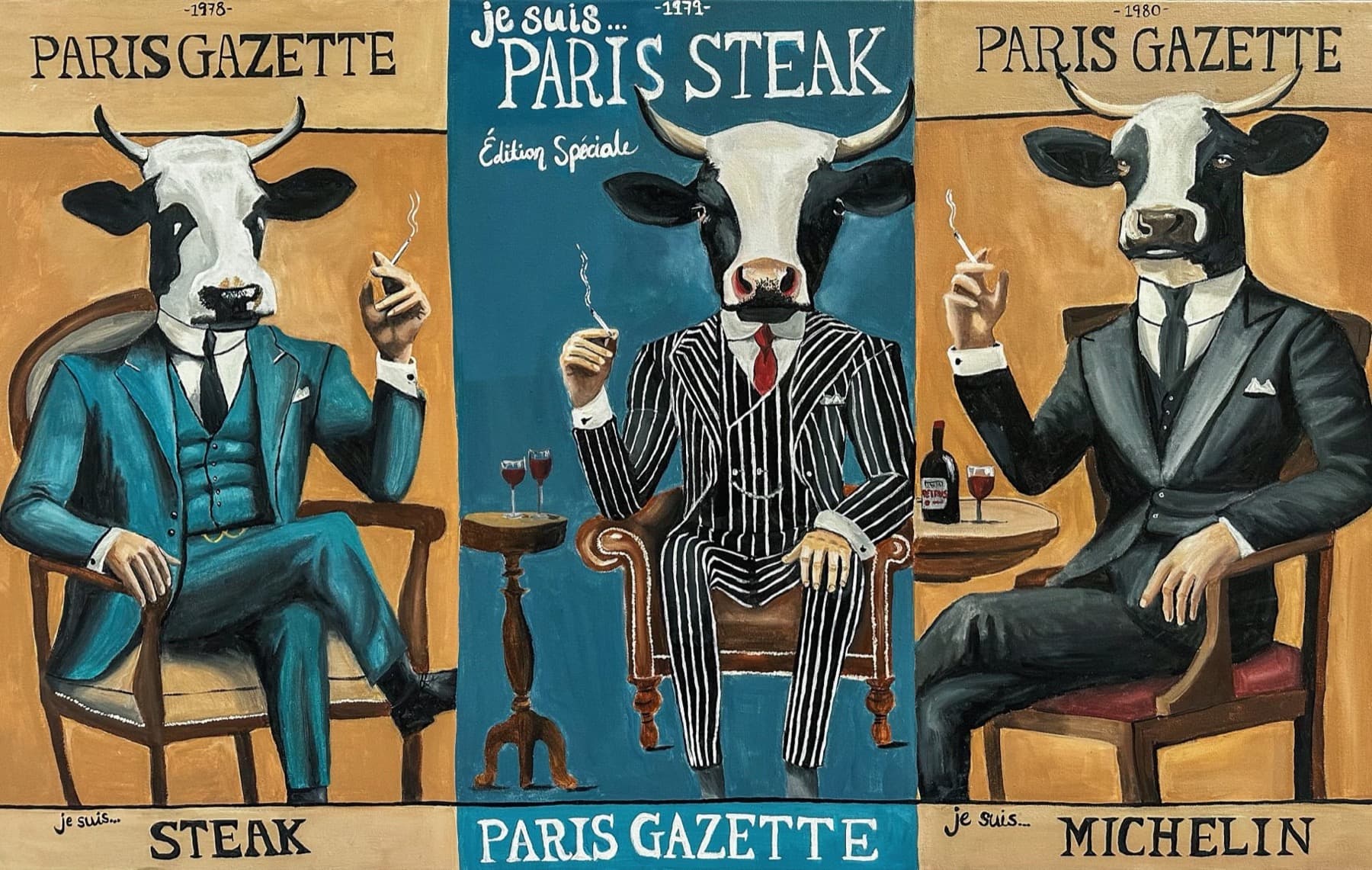 Paris, Steak, acrylic painting by Natalie Nicola
